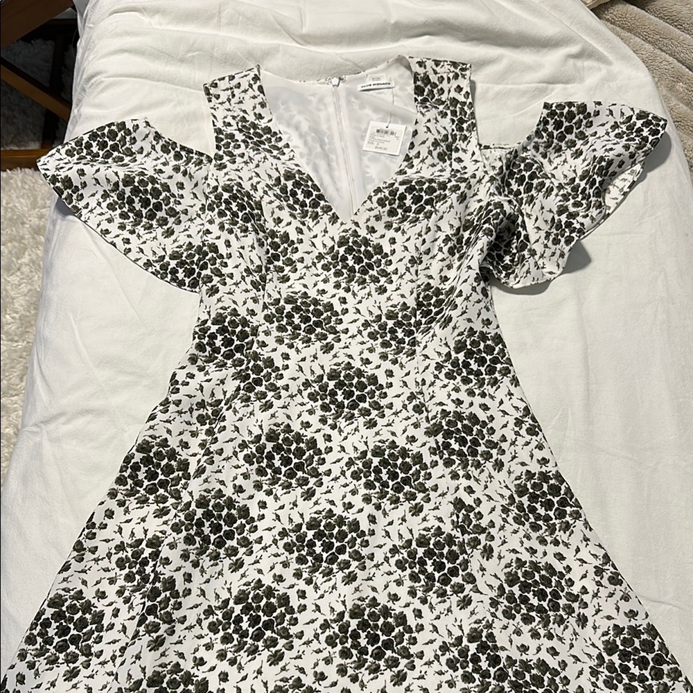 Club Monaco Black and White Flutter Sleeve Dress